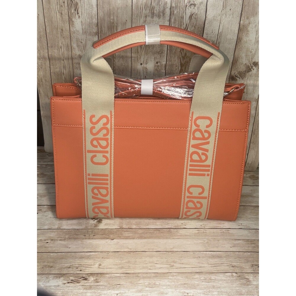 New Large Cavalli Class Coral Haze Handbag Adj Strap & Canvas Handles Designer